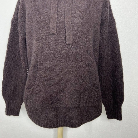 Madewell WILMINGTON Brown Heather Raisin Wool Alpaca Knit Hoodie Sweater NWT - Picture 7 of 16